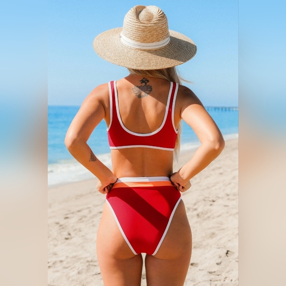 Cupshe Colorblock Bralette Bikini Medium Top Small Bottom - Picture 3 of 8